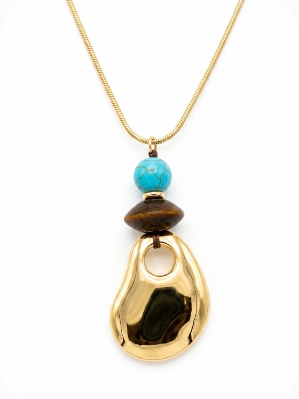 NWT ⚜️🩵⚜️ Piper K Reconstituted Turquoise Solstice Bolo Necklace